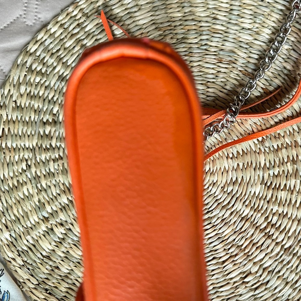 Rebecca Minkoff Mini MAC Crossbody Bag Orange Pebbled Leather Silver Hardware - Picture 6 of 10